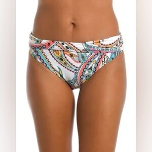 La Blanca Sunlit Soirée Shirred Band Bikini Bottoms UPF 50+ Sz 4 NWT